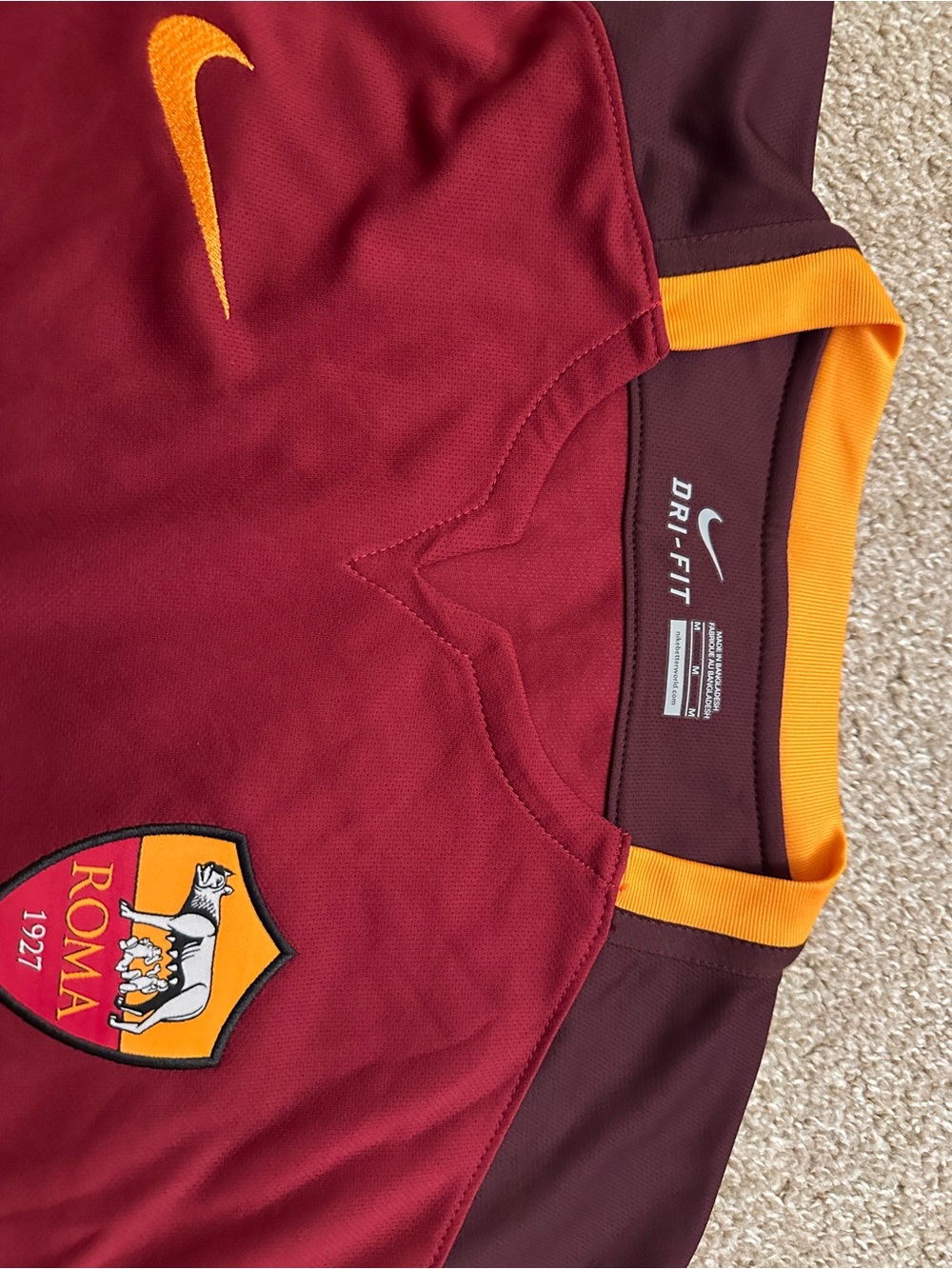 Nike Men's AS Roma Maroon & Gold Football Soccer Jersey - Picture 2 of 8